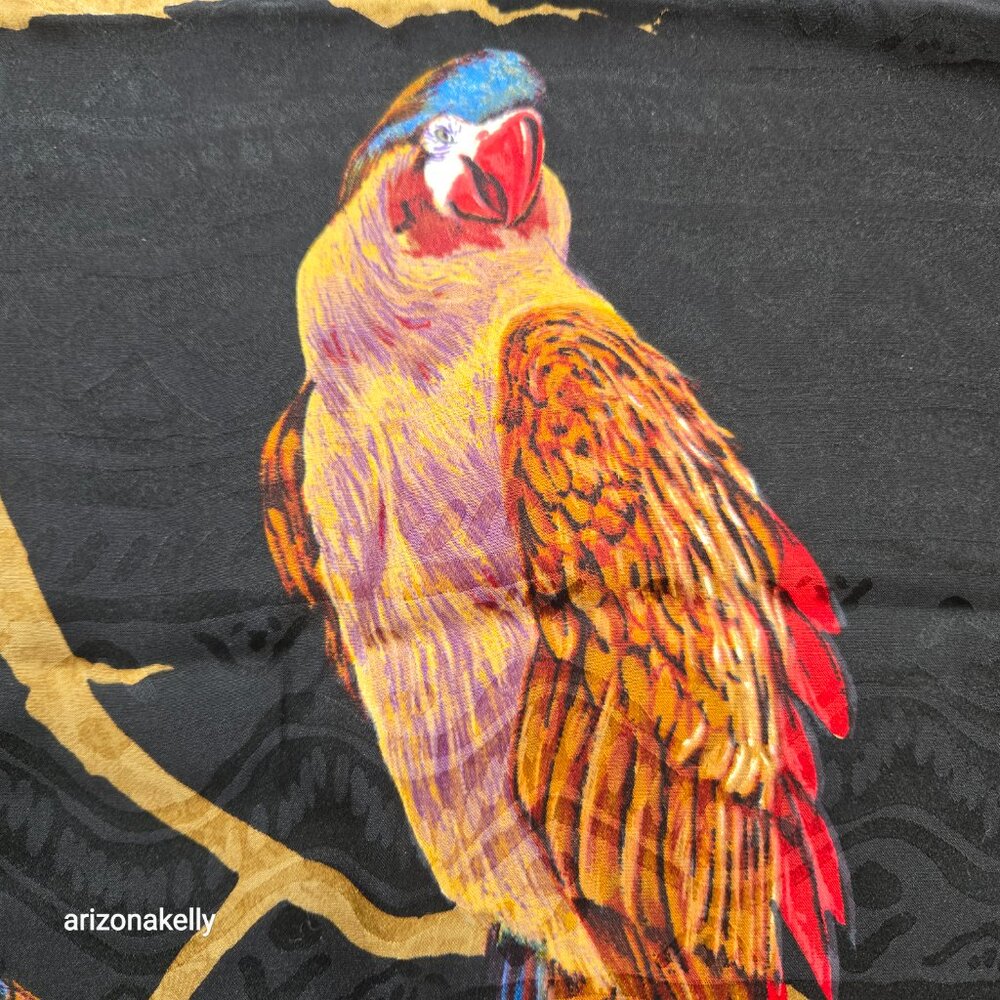 Vismara Silk Scarf with Parrots in Tree and Neat Hidden Detail Birds Chicks - Picture 10 of 13